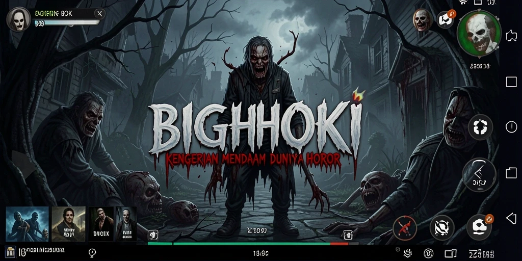 Tampilan gameplay BIGHOKI yang menakutkan dan misterius.