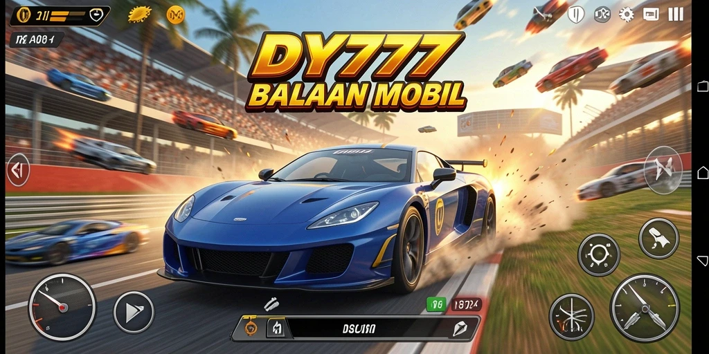 Gameplay balapan mobil yang mendebarkan dan penuh aksi.