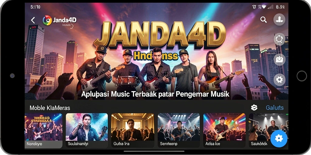 Screenshot gameplay JANDA4D yang menampilkan antarmuka aplikasi musik.