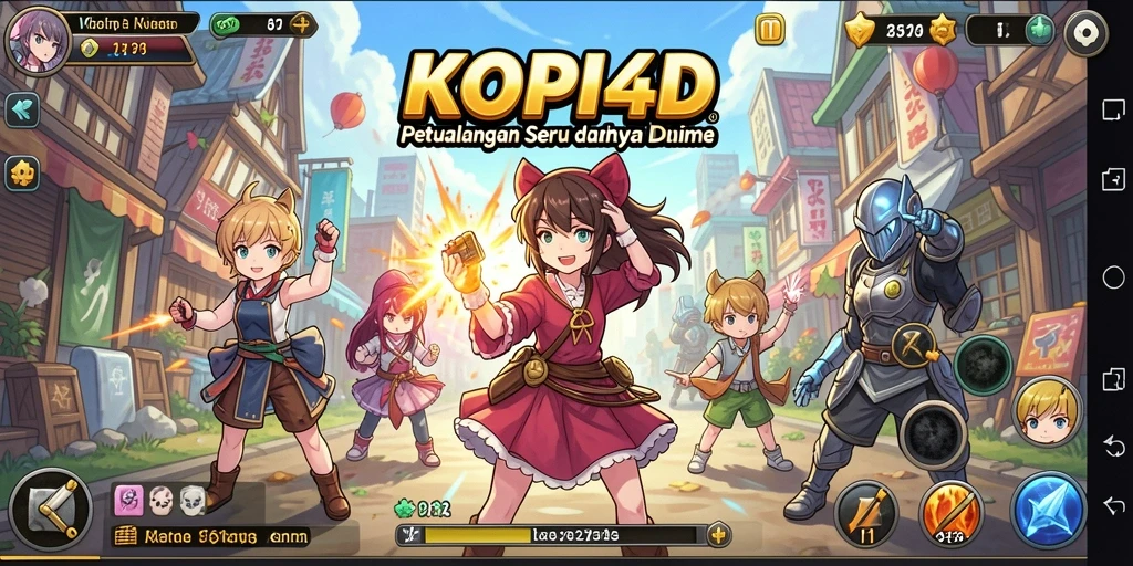 Screenshot gameplay KOPI4D menampilkan pertarungan karakter anime yang dinamis.