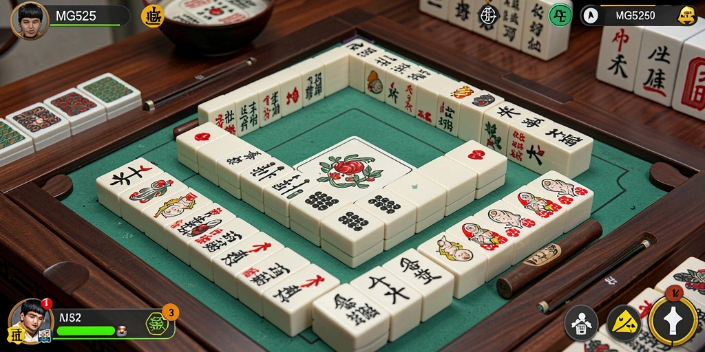 Tampilan menawan dari permainan Mahjong MG525 saat dimainkan.
