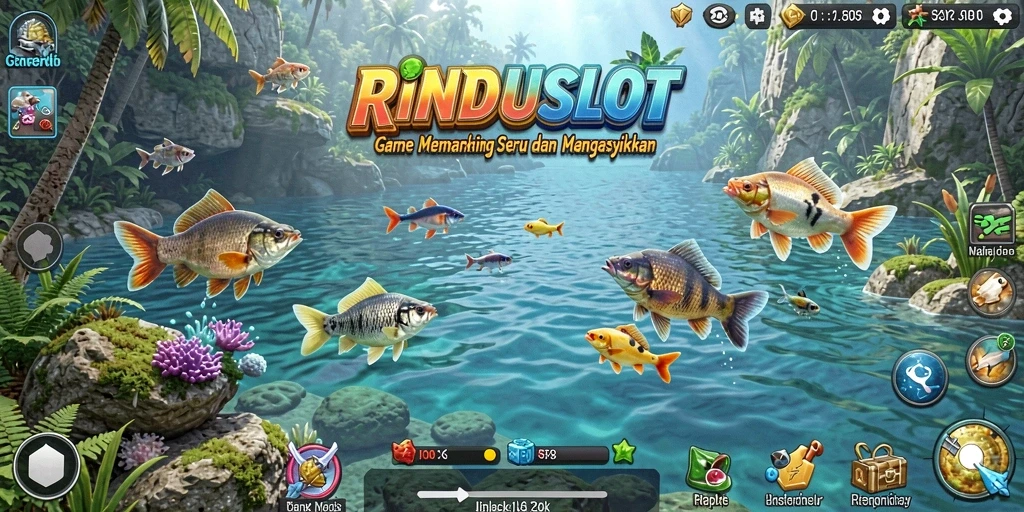 Tangkapan layar gameplay RINDUSLOT menampilkan pengalaman memancing yang seru dan mengasyikkan.