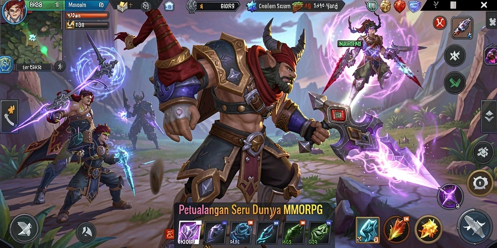 Gameplay RK88 menampilkan aksi pertempuran yang seru dalam dunia MMORPG.