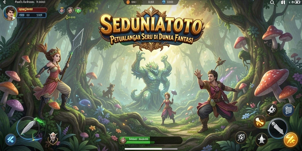 Tampilan gameplay seru di dunia SEDUNIATOTO dengan petualangan yang menggembirakan.