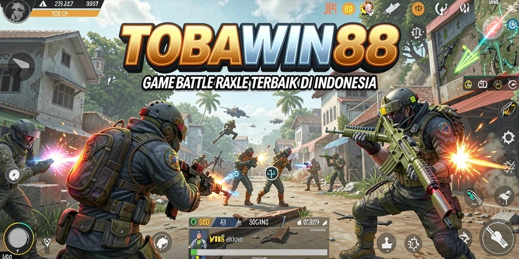 Screenshot gameplay TOBAWIN88 menunjukkan aksi Battle Royale yang intens.